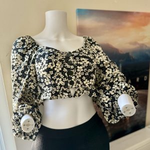 Black and White Floral Crop Top