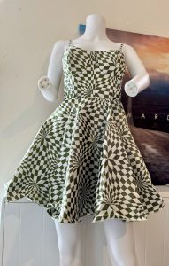 Green Checkered Skater Dress