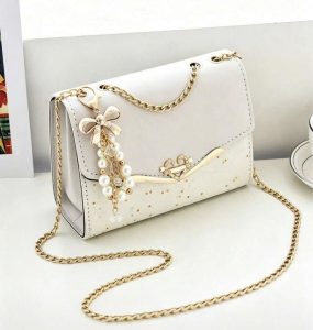 White Floral Pearl Shoulder Bag