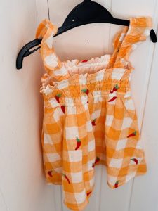Orange Checked Girls Dress